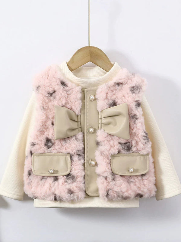 Colete de Pele + Blusa Infantil Feminina