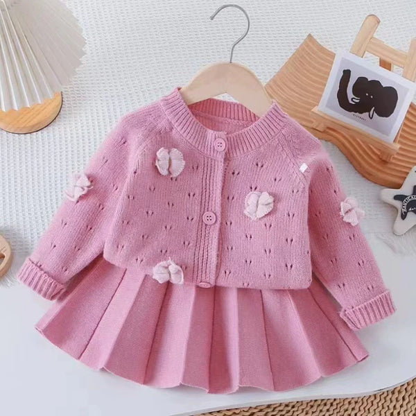 Conjunto Infantil Feminino Tricô Lacinhos