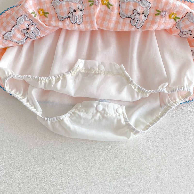 Body Infantil Feminino Xadrez Coelhinhos