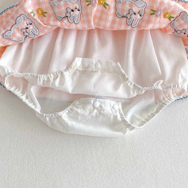 Body Infantil Feminino Xadrez Coelhinhos