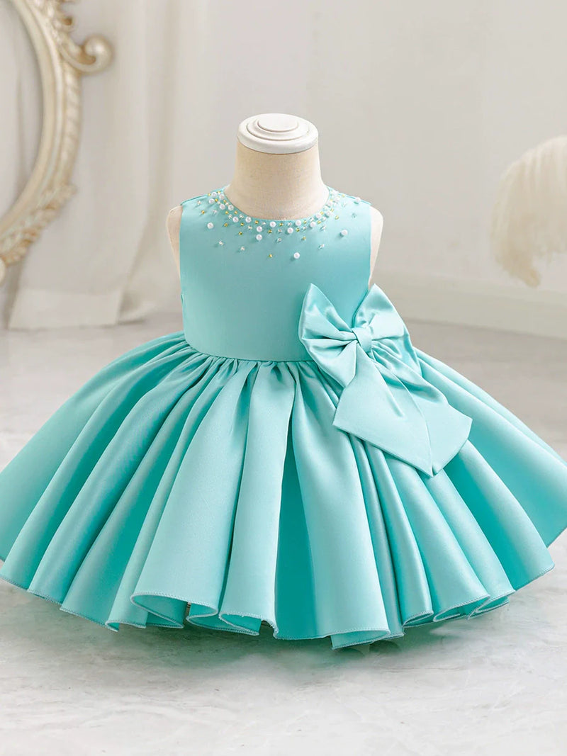 Vestido Infantil  De Festa Pérolas Lacinho