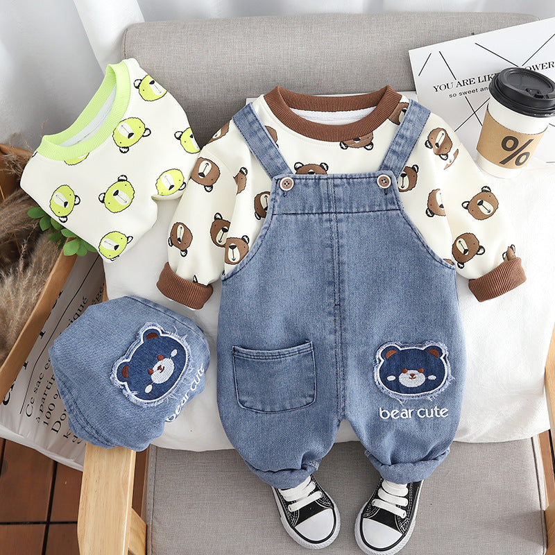 Conjunto Infantil Jardineira + Blusa Ursinhos