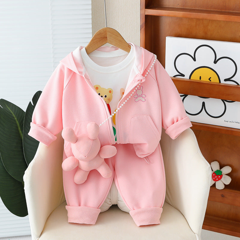 Conjunto Infantil Feminino Coelho 3 Peças Bolsinha