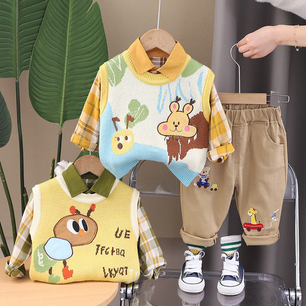 Conjunto Infantil Masculino 3 Peças Bichinhos