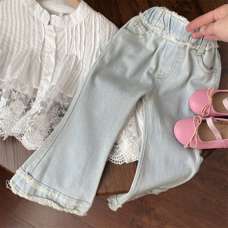 Conjunto Infantil Feminino Rendado e Jeans
