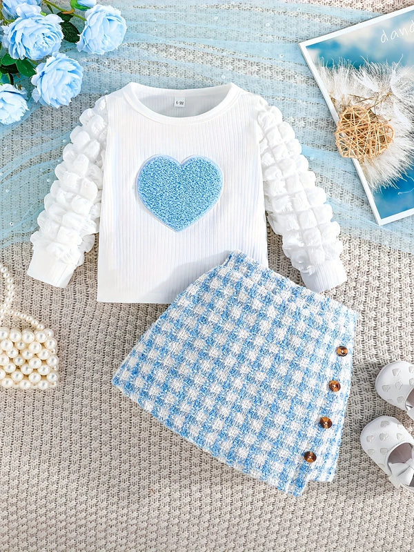 Conjunto Infantil Feminino Azul Coração