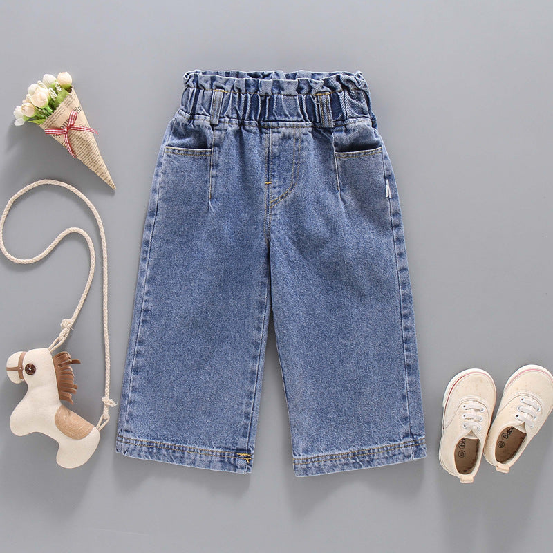 Calça Infantil Feminina Jeans Pantalona