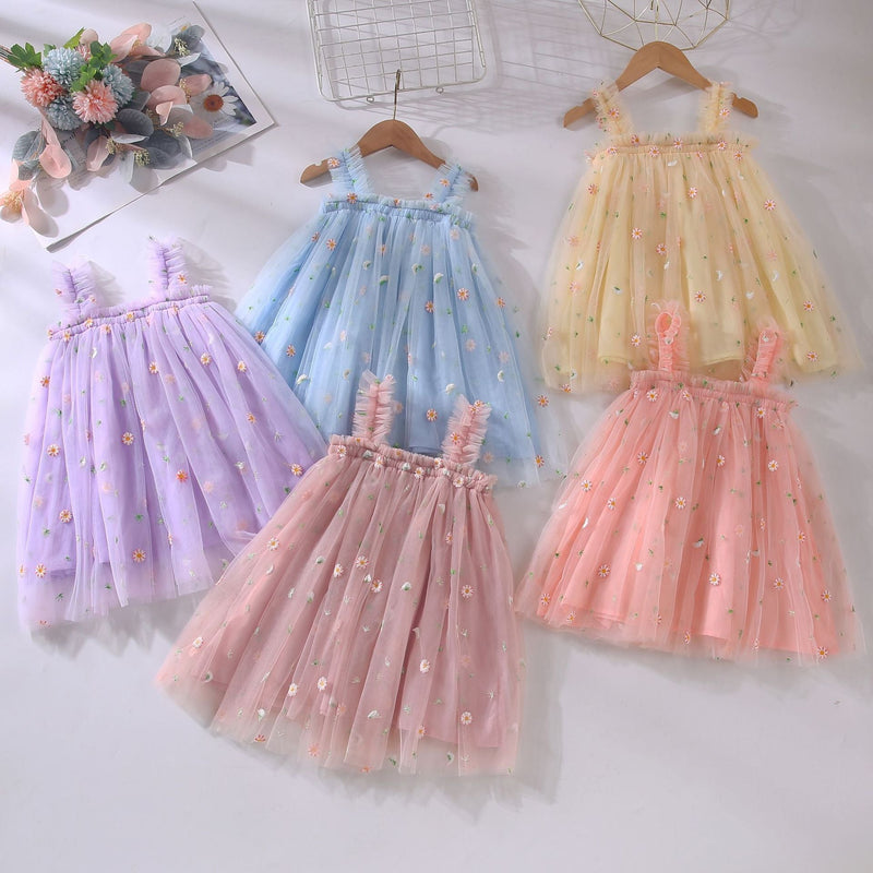 Vestido Infantil Tule Florzinhas