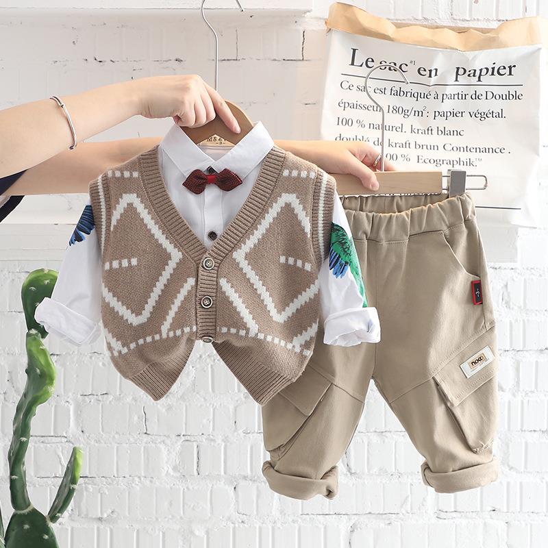 Conjunto Infantil 3 Peças Tricô Gravatinha