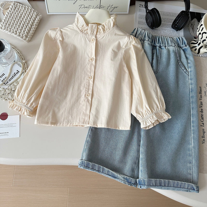 Conjunto Infantil Feminino Jeans 3 Peças