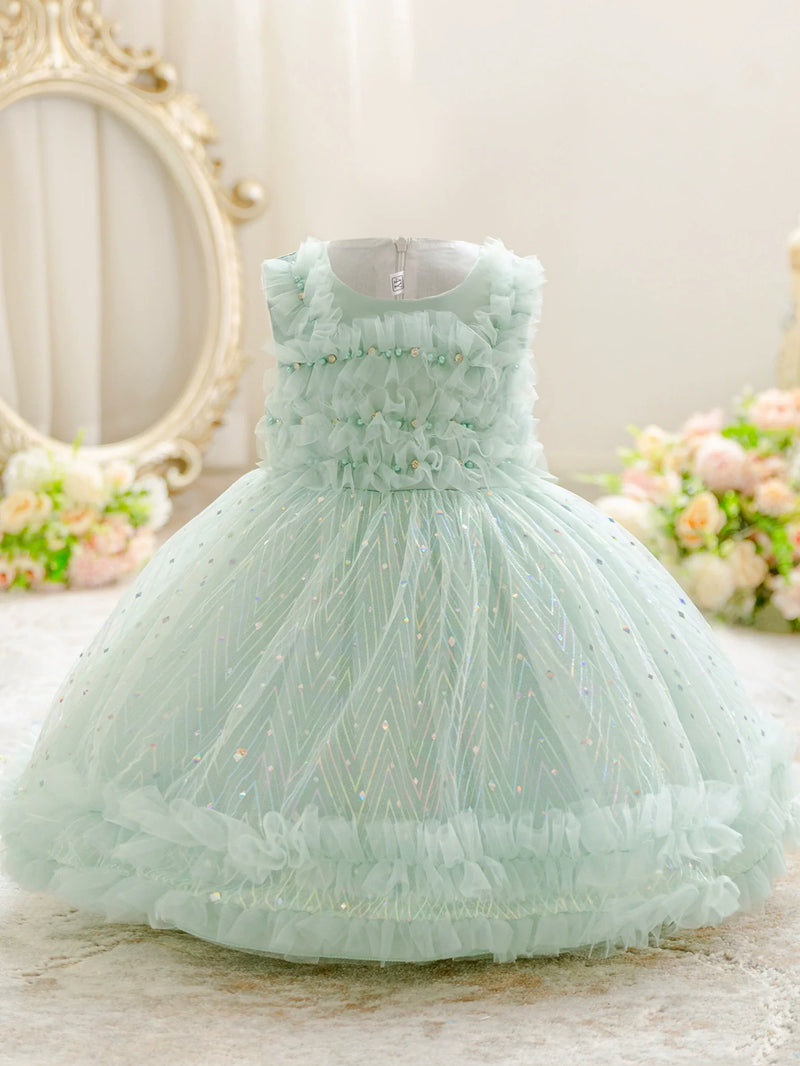 Vestido De Festa Infantil Brilhos e Pérolas