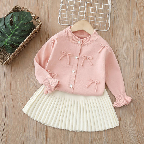 Conjunto Infantil Feminino Tricô Lacinhos