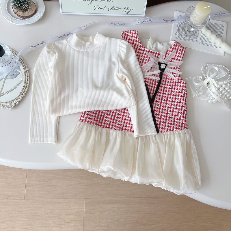 Conjunto Infantil Xadrez Florzinha + Blusa