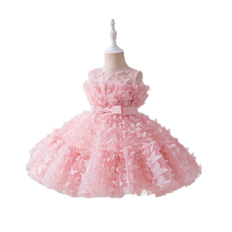 Vestido Infantil Rosa Pequenas Borboletas