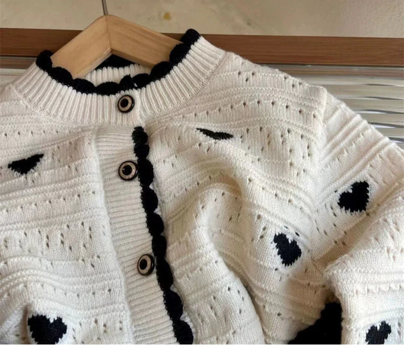 Conjunto Infantil Feminino Tricô Corações e Tule