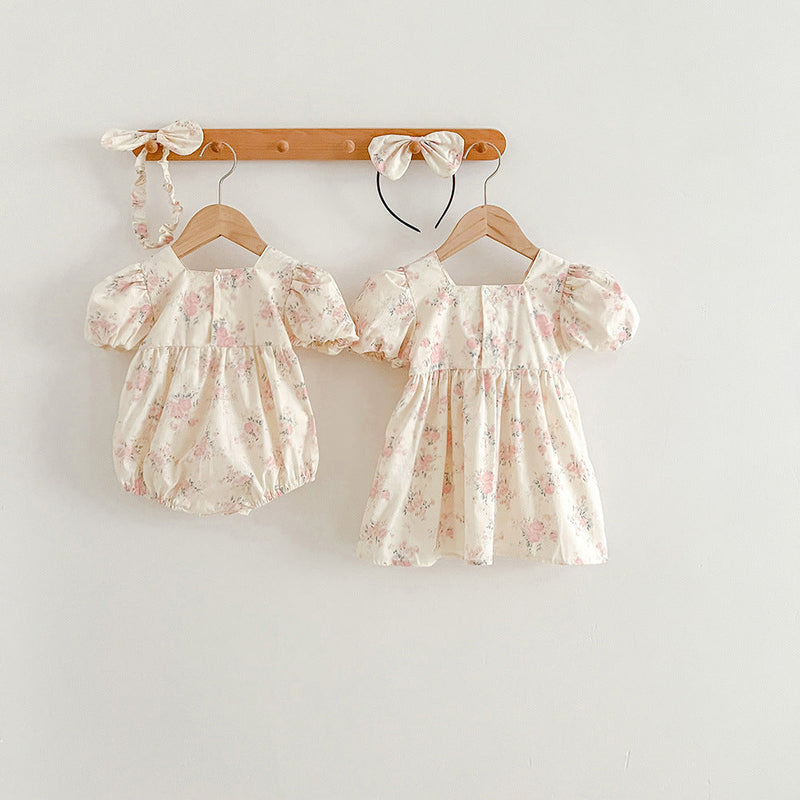 Body/ Vestido Infantil Flores Lacinho