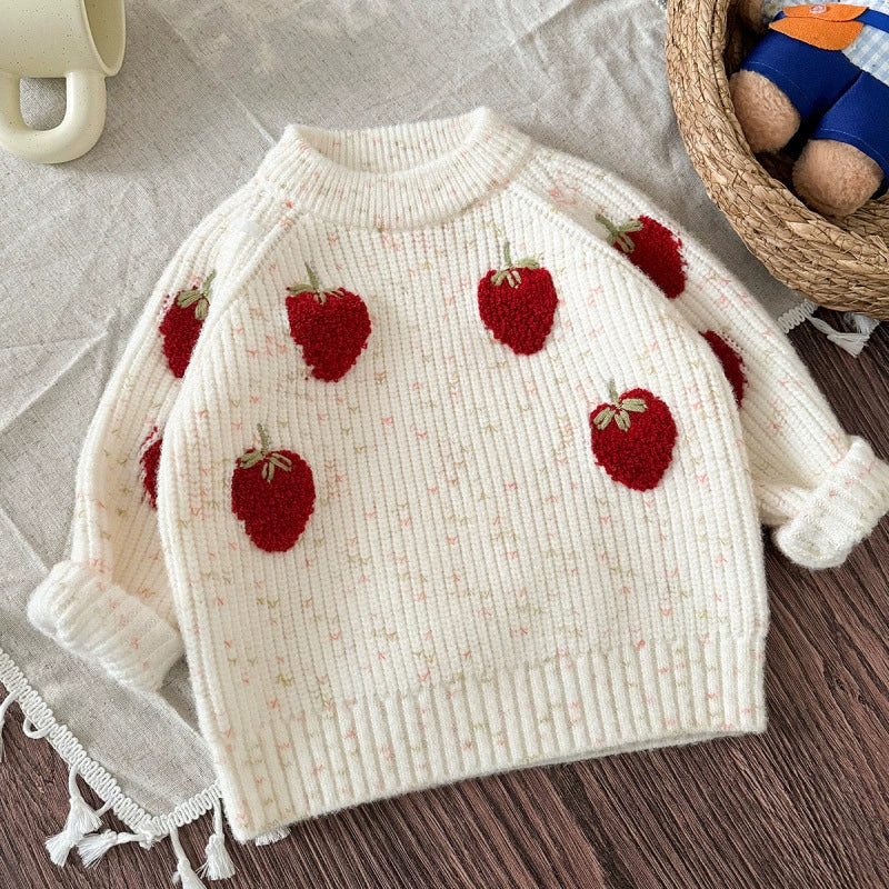 Blusa Infantil Feminina Tricô Moranguinhos