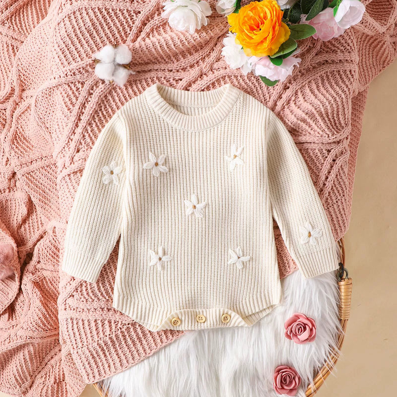 Body Infantil de Tricô Florzinhas