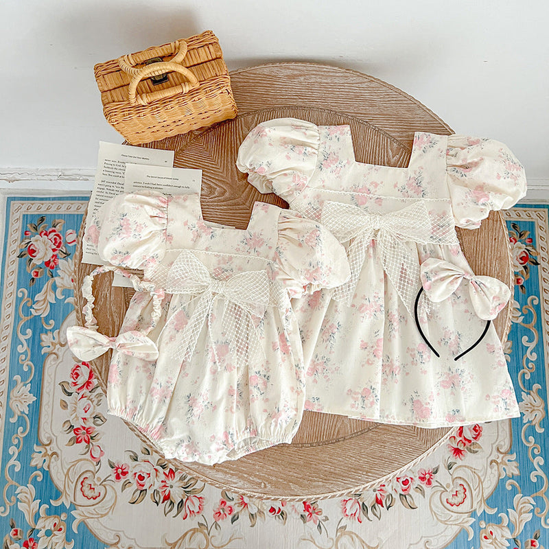 Body/ Vestido Infantil Flores Lacinho