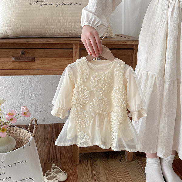 Conjunto Vestido Infantil Tule Flores