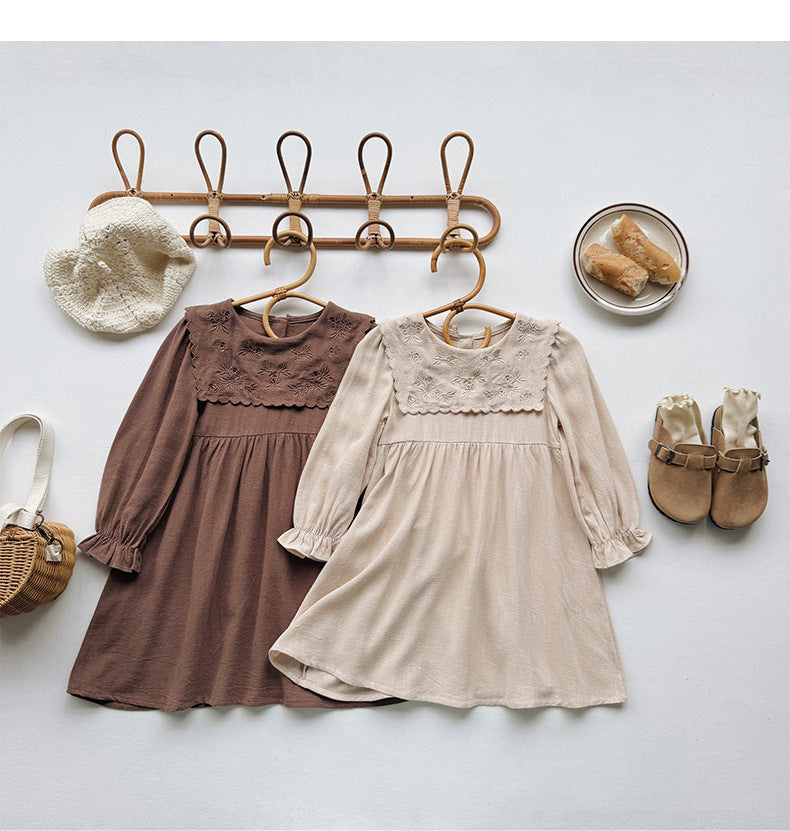Vestido Infantil Com Gola Flores