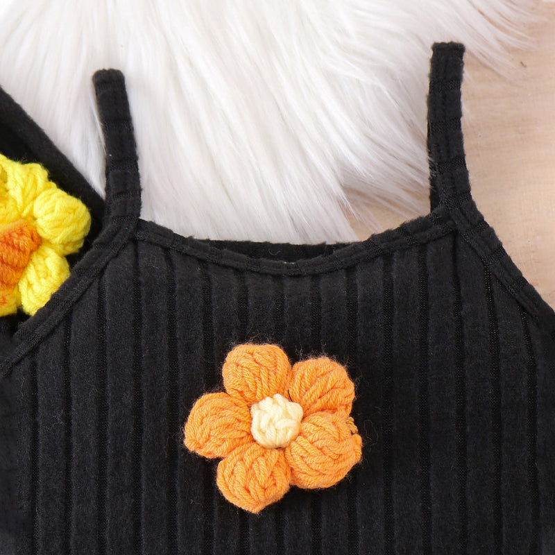 Conjunto Infantil Feminino Preto Florzinhas