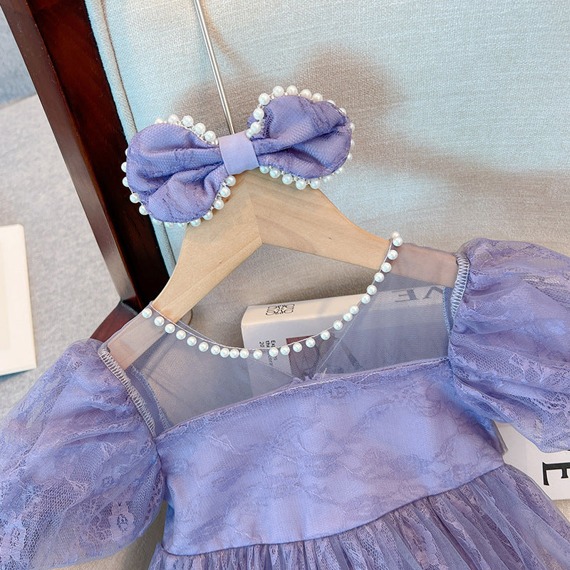 Vestido Infantil Rendado Pérolas