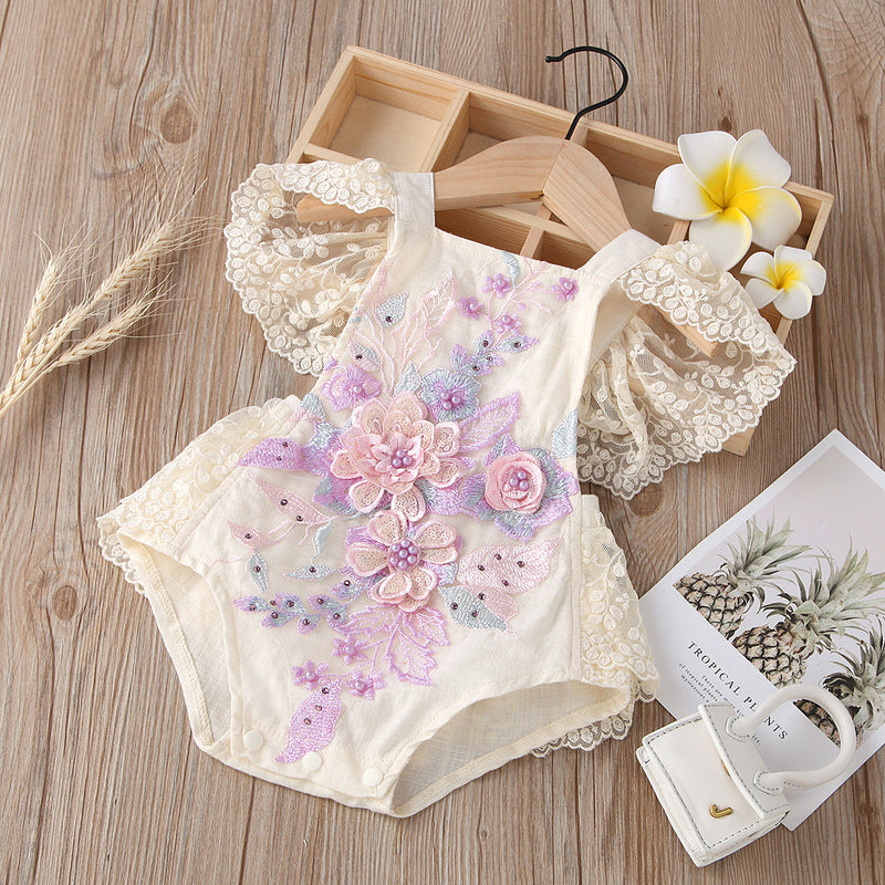 Body Infantil Feminino Floral Rendinha