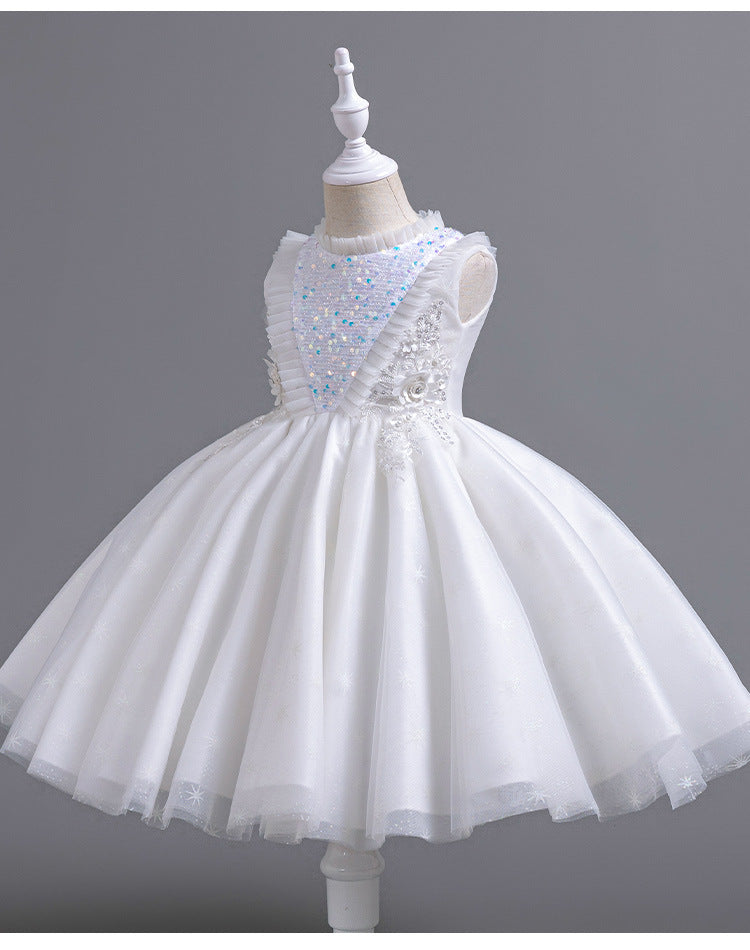 Vestido De Festa Infantil Brilhante Flores