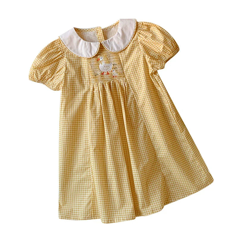 Vestido Infantil Xadrez Amarelinho Patinho