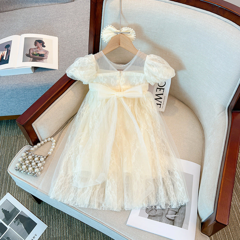 Vestido Infantil Rendado Pérolas