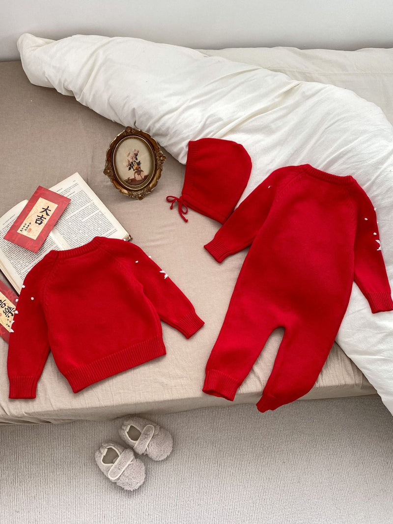 Macacão/ Blusa Infantil Vermelho Florzinhas