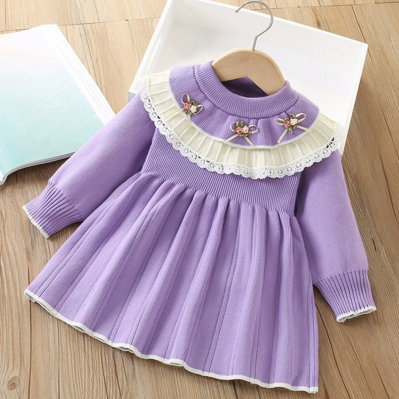 Vestido Infantil Tricô Mussi Florzinhas
