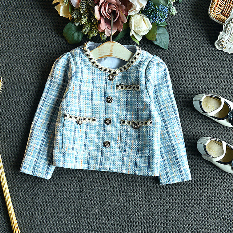 Conjunto Infantil Feminino Tweed Azul