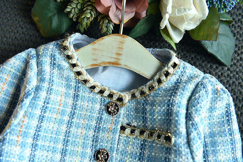 Conjunto Infantil Feminino Tweed Azul