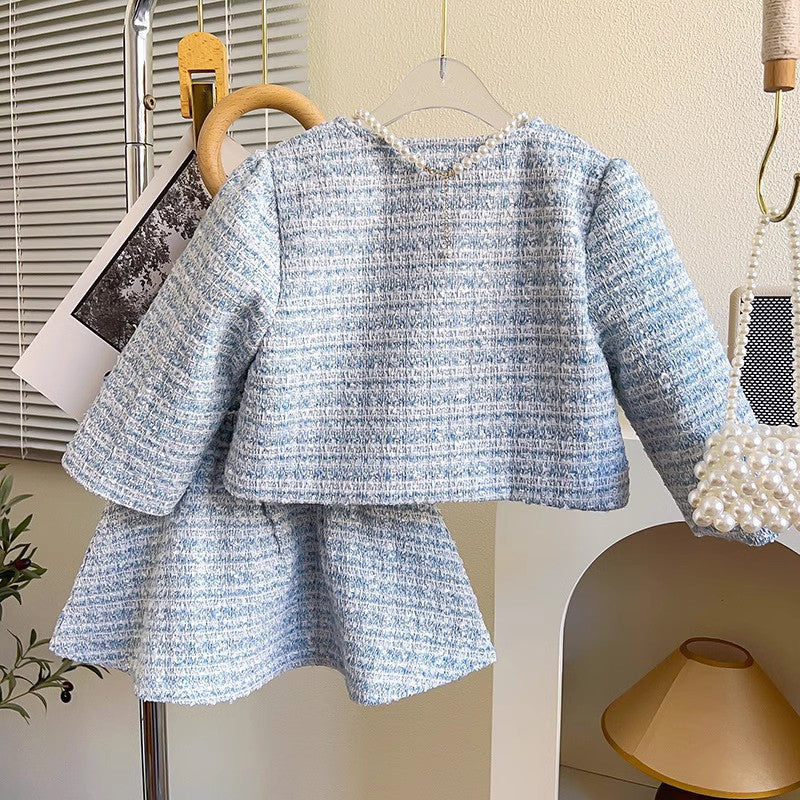 Conjunto Infantil Feminino Azul Tweed