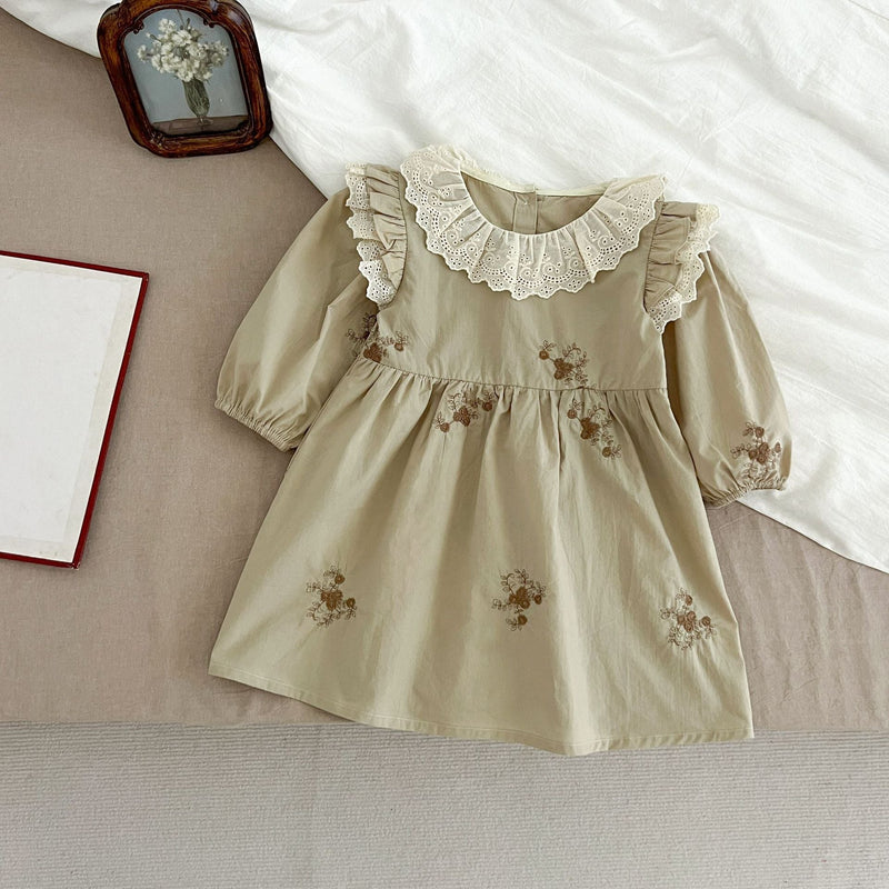 Vestido Infantil Floral Com Rendinha