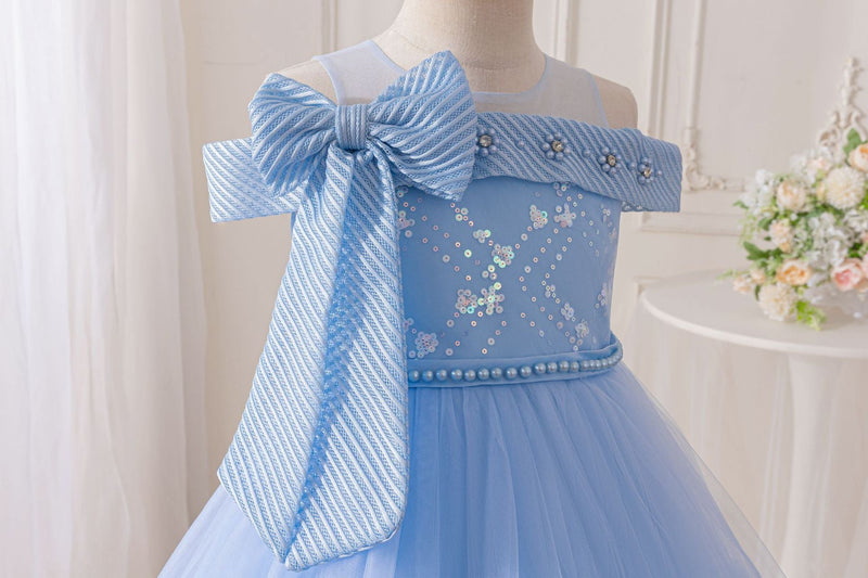 Vestido Infantil de Festa Ombro a Ombro Lacinho