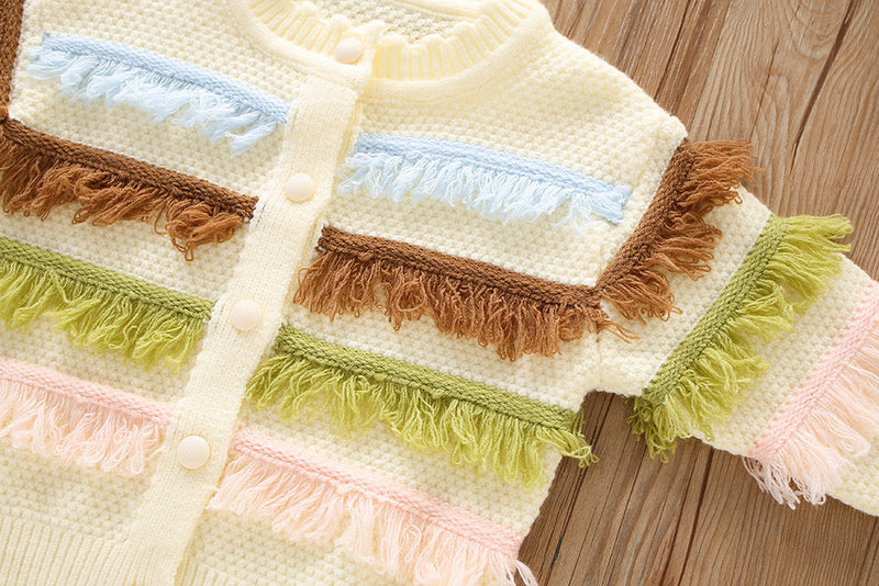 Conjunto Tricô Feminino Inverno Franjinhas