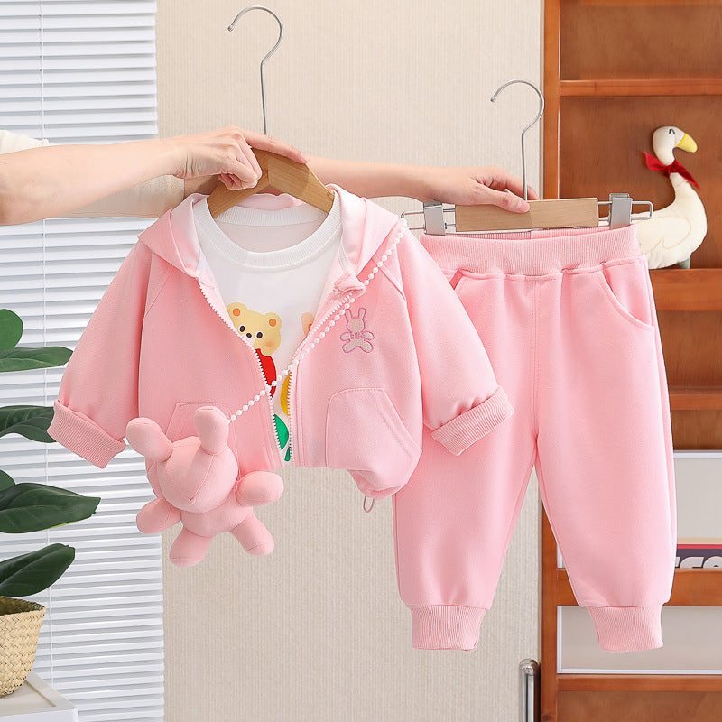 Conjunto Infantil Feminino Coelho 3 Peças Bolsinha