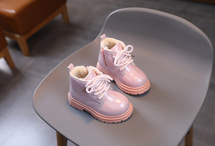 Bota Infantil Feminina Brilhante Pelinhos