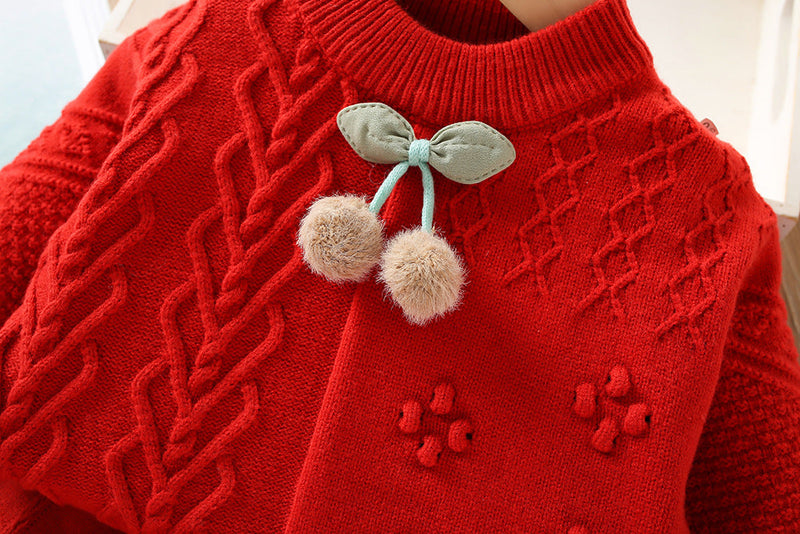 Conjunto Infantil Feminino Tricô Moussi Cerejinha