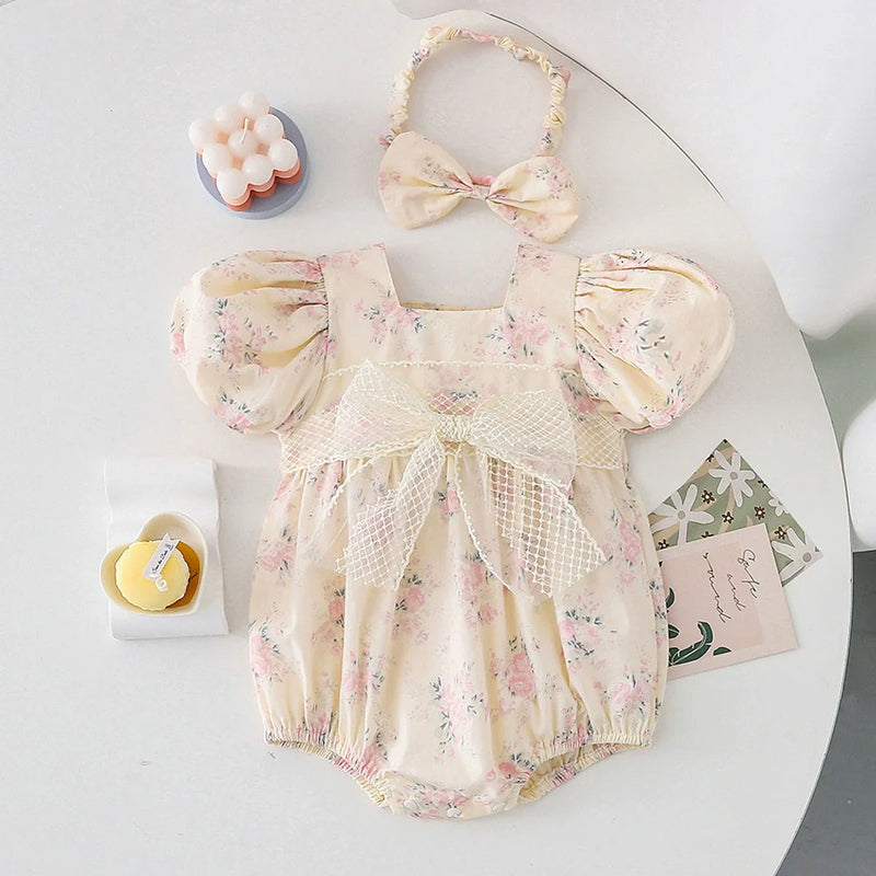 Body/ Vestido Infantil Flores Lacinho