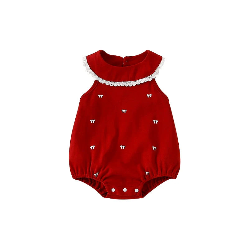 Body Infantil Feminino Vermelho Lacinhos