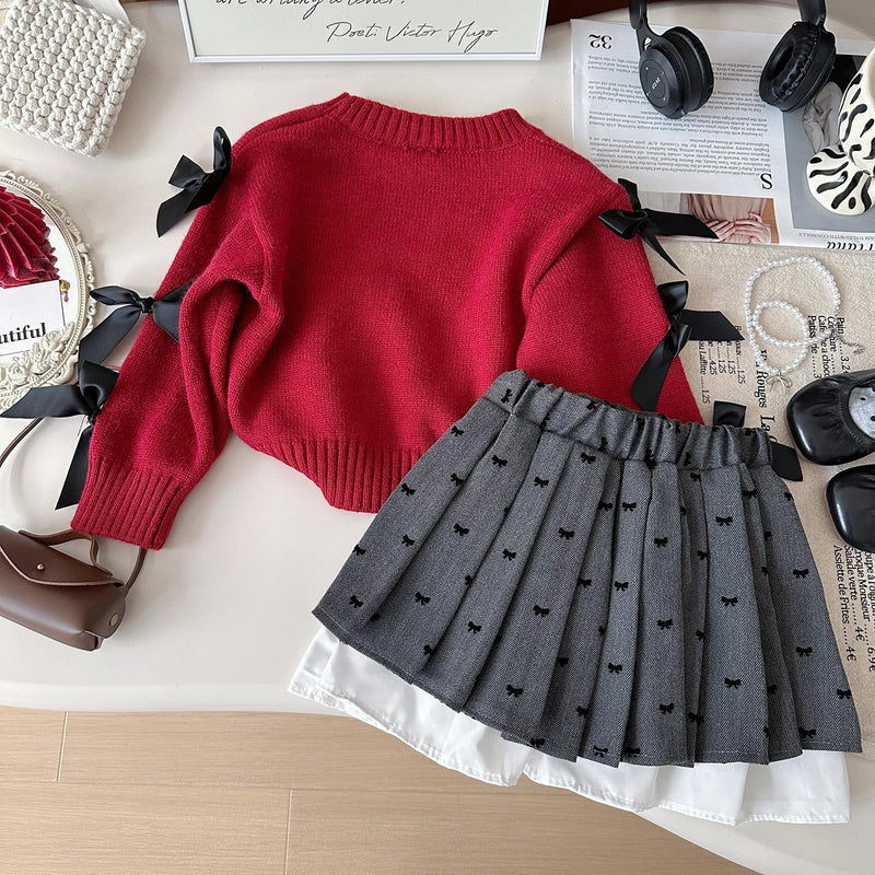 Conjunto Infantil de Tricô Inverno Lacinhos