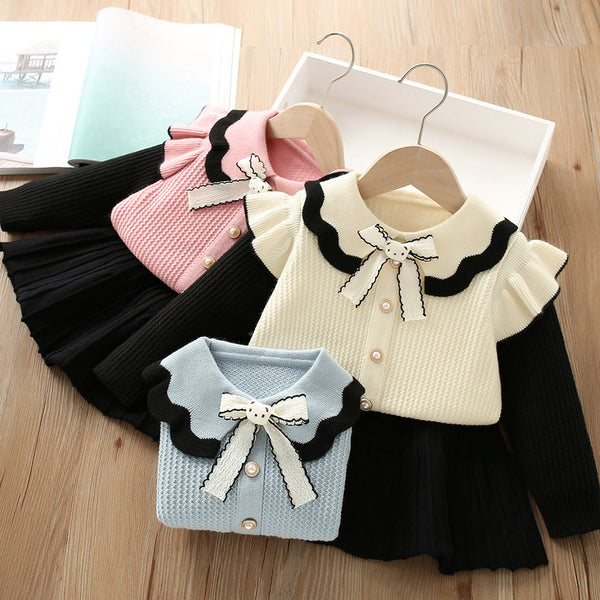 Conjunto Infantil Feminino Trico Laço com Ursinho
