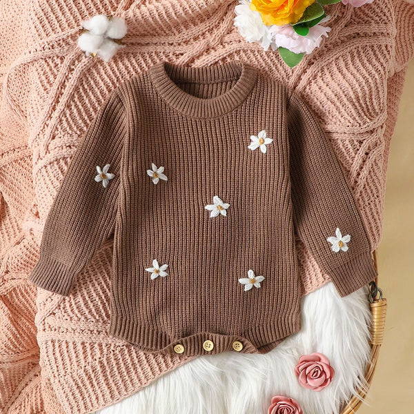 Body Infantil de Tricô Florzinhas