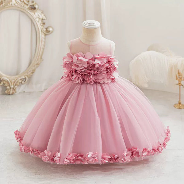 Vestido De Festa Infantil Tule Flores
