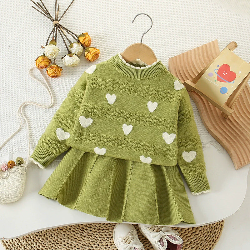 Conjunto Infantil Tricô Corações