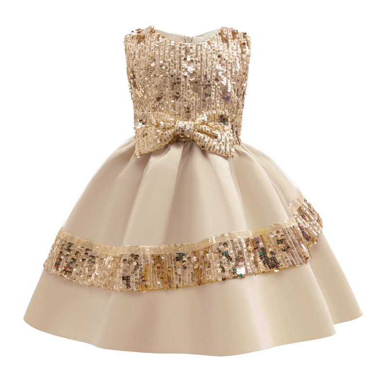 Vestido Infantil de Festa Lantejoulas Lacinho